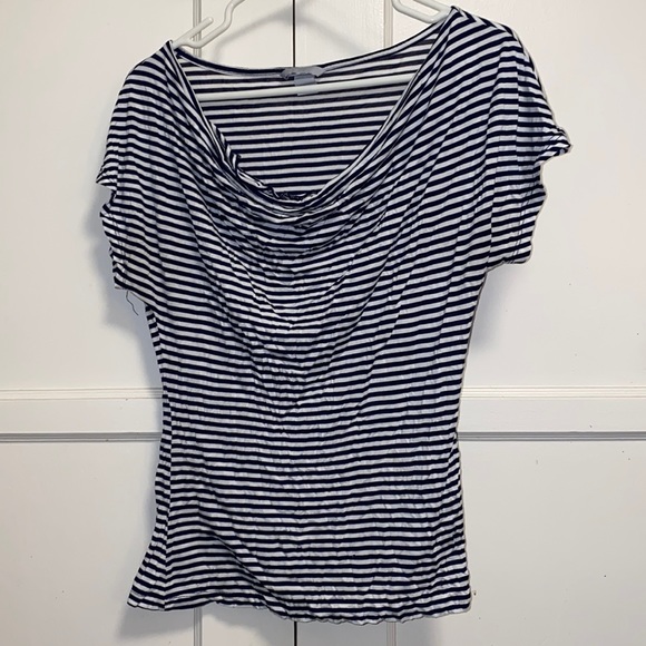 H&M Medium Black White Stripe Boat Neck Short Sleeve Top - Picture 1 of 12